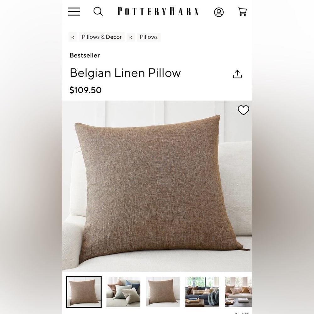 SET OF 3- Pottery Barn Belgian Linen Pillows